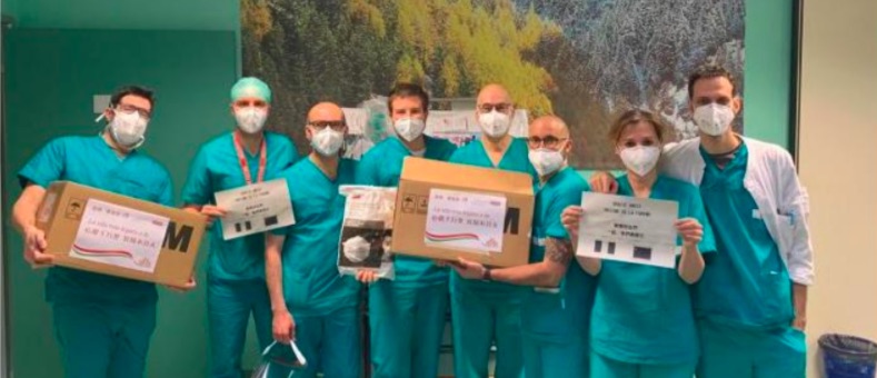 sensibilizzazione dei partner di ricerca cinesi sull'emergenza COVID a Brescia - donate 20000 mascherine all'ospedale Civile di Brescia